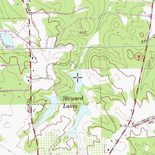 Topographic Map of North Steward Lake, GA