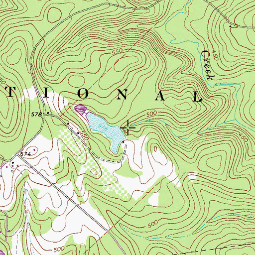 Topographic Map of Dumas Lake Dam, GA