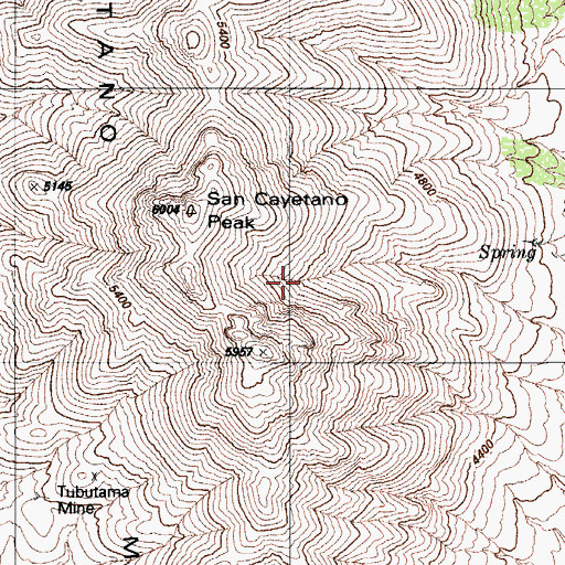 Topographic Map of San Cayetano Mountains, AZ