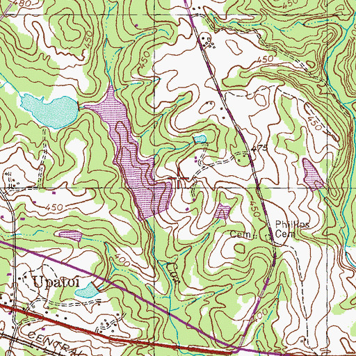 Topographic Map of Cox Dam, GA
