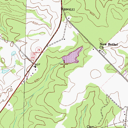 Topographic Map of Walker Lake Dam, GA