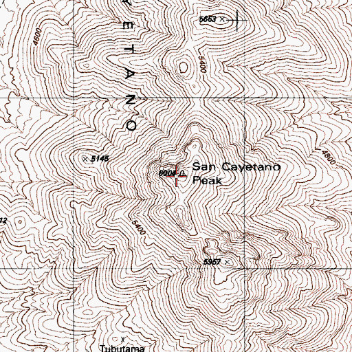 Topographic Map of San Cayetano Peak, AZ