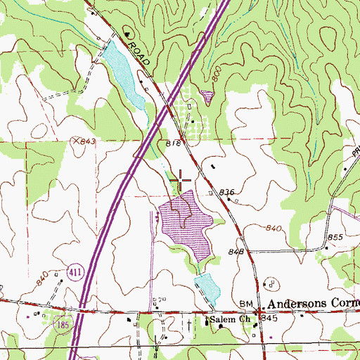 Topographic Map of Champion Lake Dam, GA