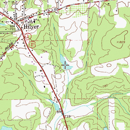 Topographic Map of Ouvre Lake Dam, GA