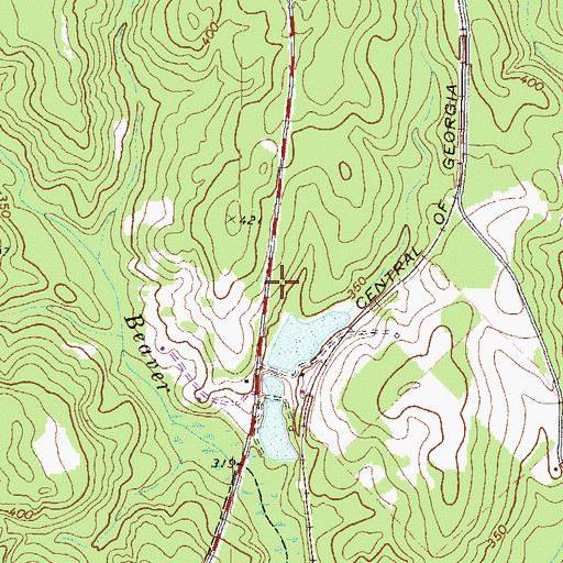 Topographic Map of Brooks Lake Dam, GA