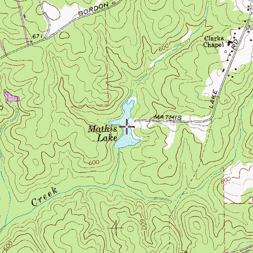 Topographic Map of Mathis Lake Dam, GA
