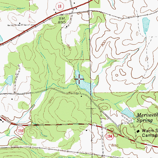 Topographic Map of Mitcham Dam, GA