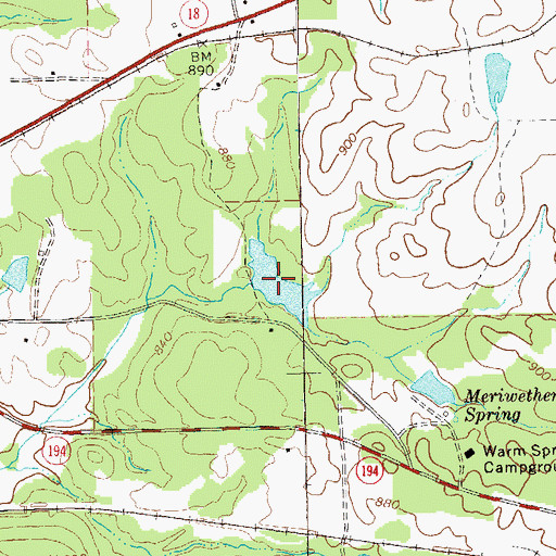 Topographic Map of Mitcham Lake, GA
