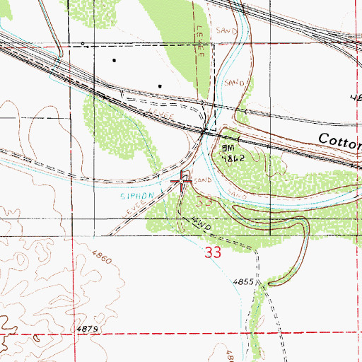 Topographic Map of Cottonwood Wash, AZ