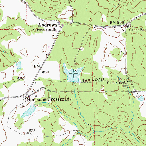 Topographic Map of Adcock Lake, GA
