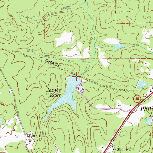 Topographic Map of James Lake Dam, GA