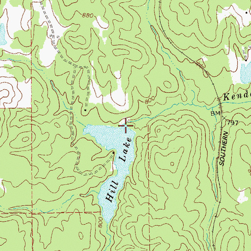 Topographic Map of Hill Lake Dam, GA