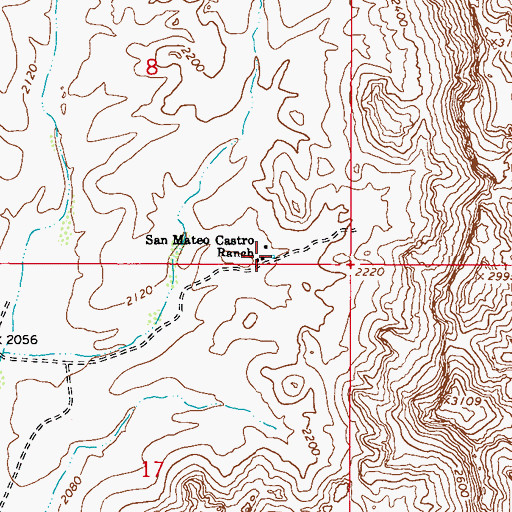 Topographic Map of San Mateo Castro Ranch, AZ