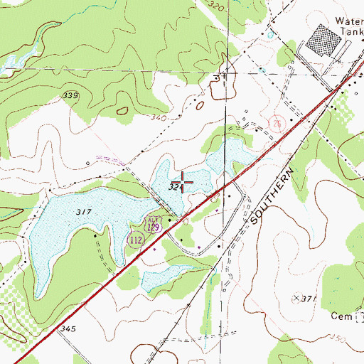 Topographic Map of Harris Lake, GA