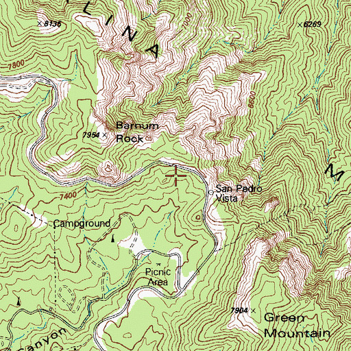 Topographic Map of San Pedro Vista, AZ