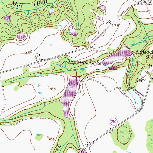 Topographic Map of Cavender Dam, GA