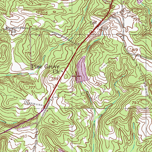 Topographic Map of Favors Dam, GA