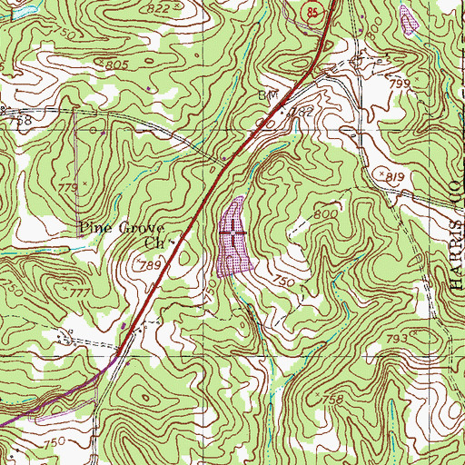 Topographic Map of Favors Lake, GA