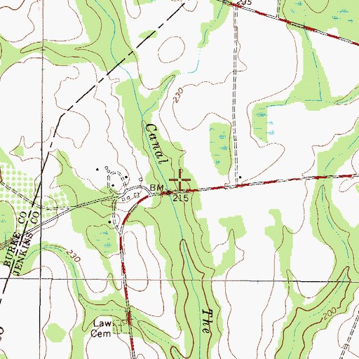 Topographic Map of Lower Miller Lake Dam, GA