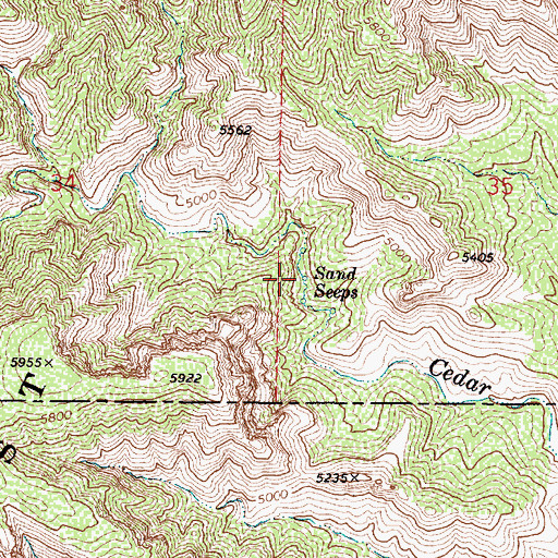 Topographic Map of Sand Seeps, AZ