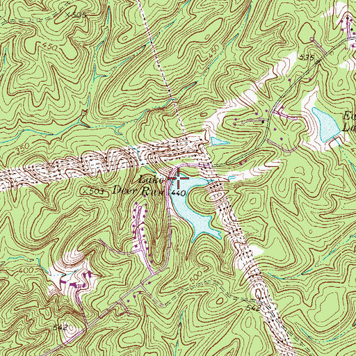 Topographic Map of Lake Deer Run Dam, GA