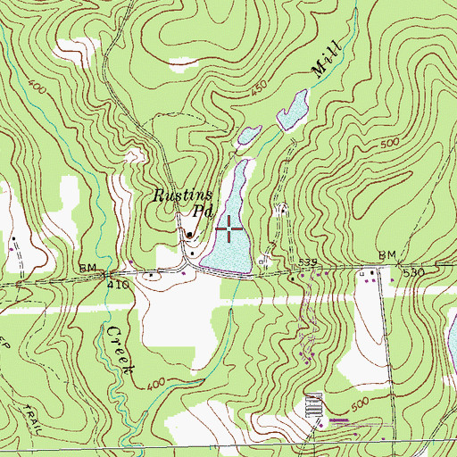 Topographic Map of Rustins Pond Dam, GA