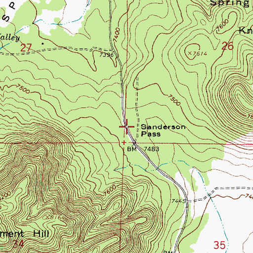Topographic Map of Sanderson Pass, AZ