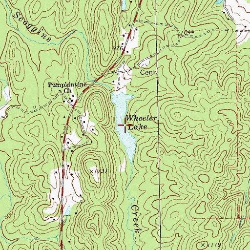 Topographic Map of Finney Lake, GA
