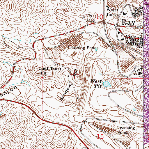 Topographic Map of Sandow Hill, AZ