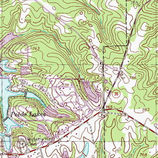 Topographic Map of Long Lake Dam, GA