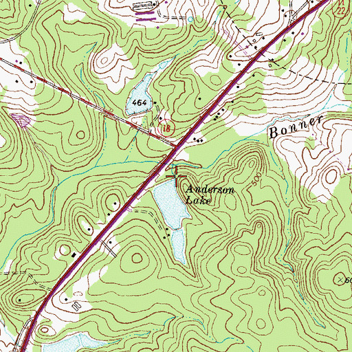 Topographic Map of Anderson Lake Dam, GA