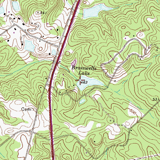 Topographic Map of Brasswells Lake Dam, GA