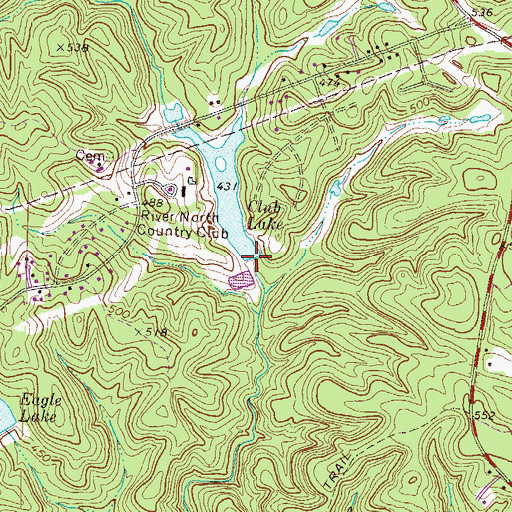 Topographic Map of Club Lake Dam, GA