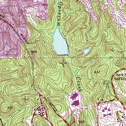 Topographic Map of Opossum Lake Dam, GA