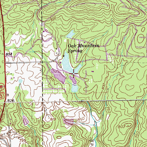 Topographic Map of Oak Mountain Spring Lake Dam, GA