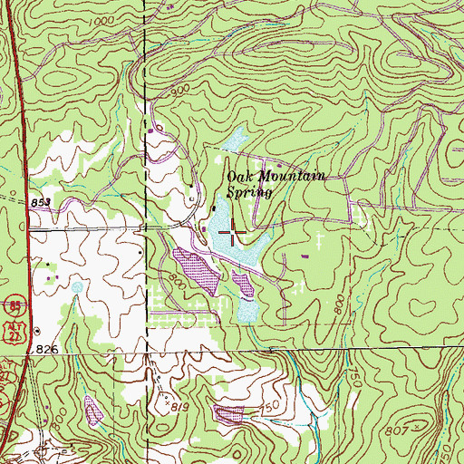 Topographic Map of Oak Mountain Spring Lake, GA