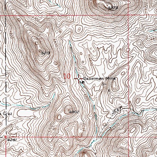 Topographic Map of Sansimon Mine, AZ