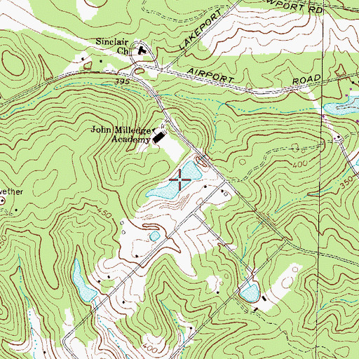 Topographic Map of John Milledge Academy Lake, GA