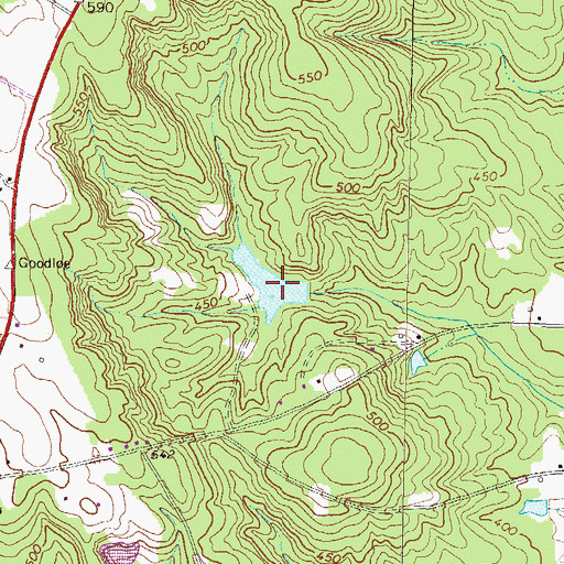 Topographic Map of Simpsons Lake Dam, GA