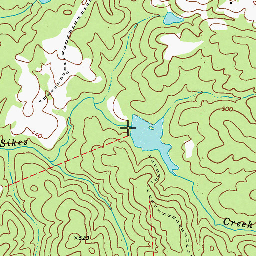 Topographic Map of Harley Lake Dam, GA