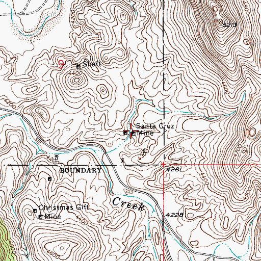 Topographic Map of Santa Cruz Mine, AZ