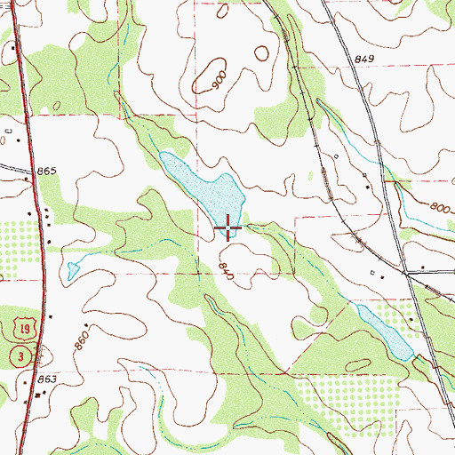Topographic Map of Hawkins Lake Dam, GA