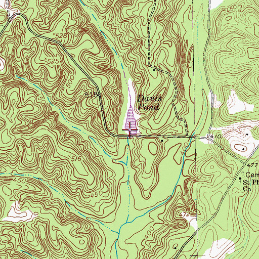 Topographic Map of Davis Pond Dam, GA