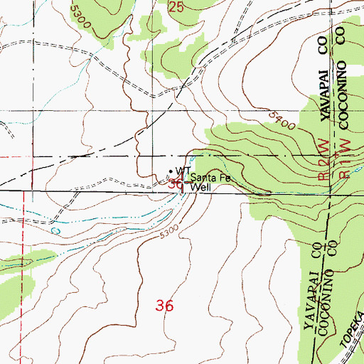 Topographic Map of Santa Fe Well, AZ