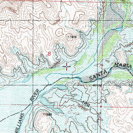 Topographic Map of Santa Maria River, AZ