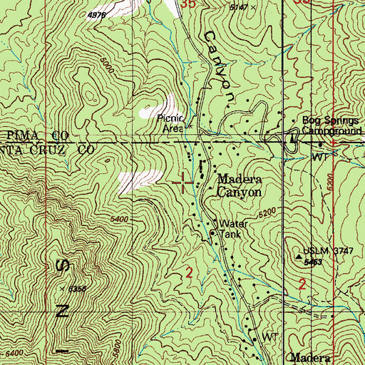 Topographic Map of Santa Rita Lodge, AZ