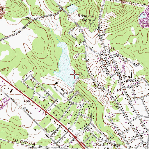 Topographic Map of Freeport Kaolin Lake Dam, GA