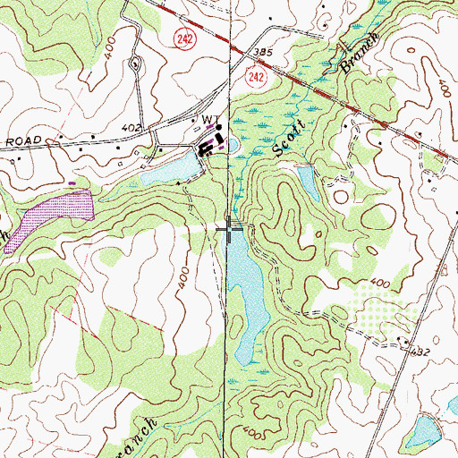 Topographic Map of Ethridge Lake Dam, GA