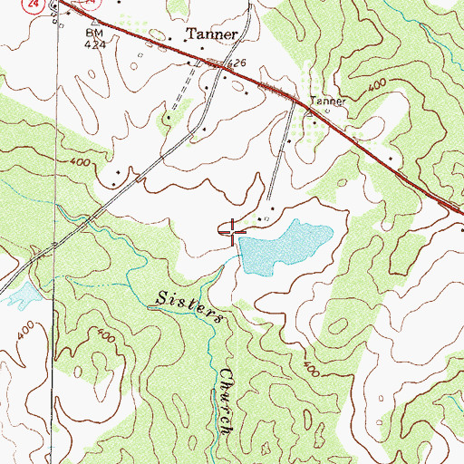 Topographic Map of Bretts Lake Dam, GA