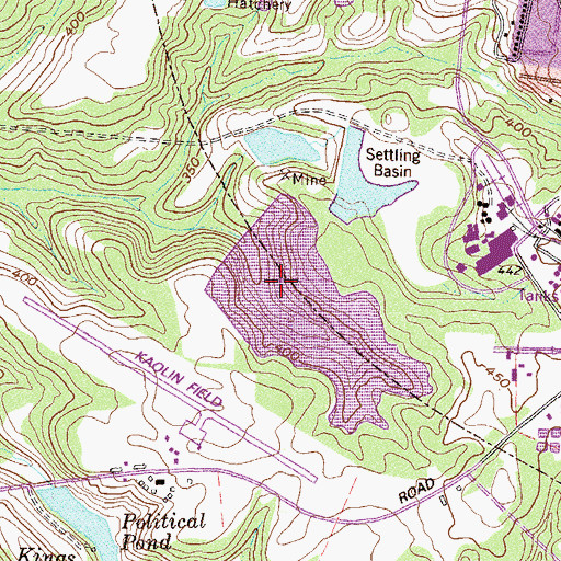 Topographic Map of Thiele Kaolin Mining Company Lake, GA